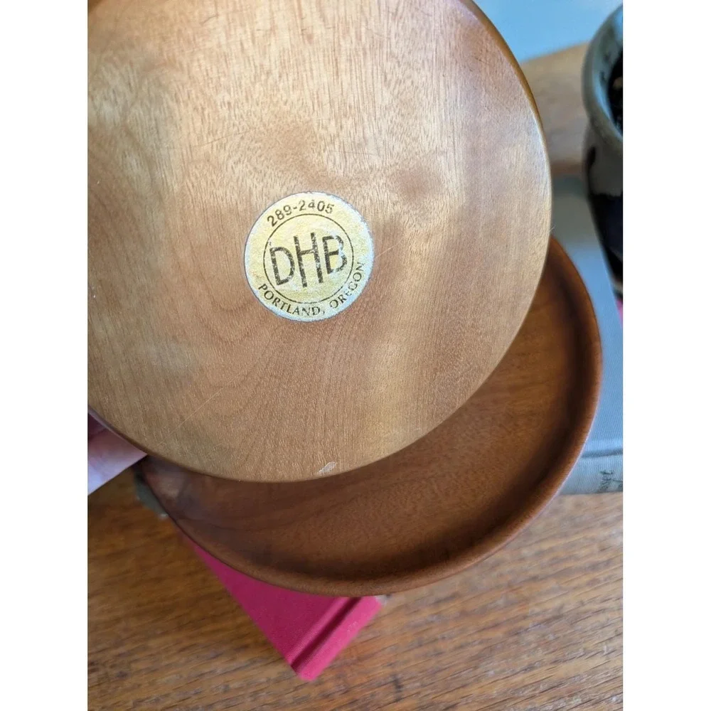 Vintage MCM Solid Myrtlewood Bowl and Plate Set DHB‎ Portland Oregon Natural
